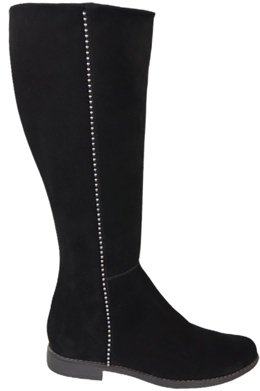 Schuhe Damenstiefel, Naturleder, Velour 153 Schwarz ElitaBut