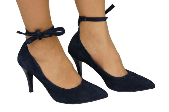 Damenschuhe Pumps, natürliches Wildleder, Marineblau 983 ElitaBut