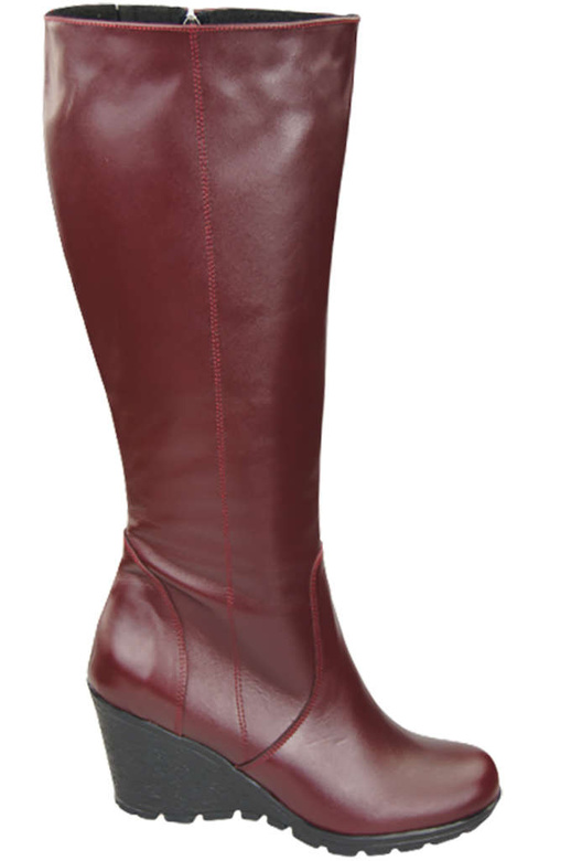 Damenschuhe Keilstiefel, Naturleder, Burgund 745 ElitaBut