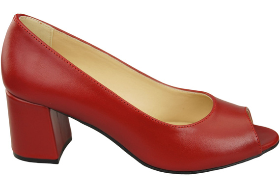 Damenschuhe PEEP TOE Pumps aus rotem Naturleder mit beschichtetem Absatz 192 ElitaBut