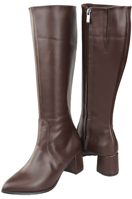 Klassische Damenstiefel, Naturleder, Schokolade 175 ElitaBut