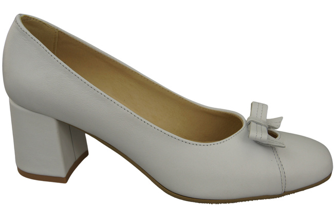 Damen Pumps mit Schleife Weiß Naturleder und niedrigem Absatz 203 ElitaBut