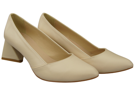 Damen Pumps Beige Echtleder Spitz Zehen Absatz ElitaBut 221