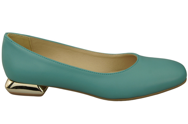 Flache Frauen Schuhe Türkis Dekorative Ferse Naturleder 209 ElitaBut