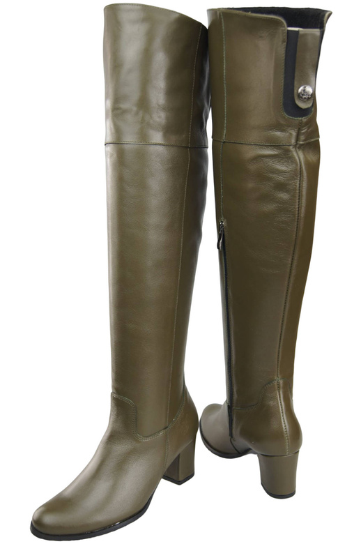 Footwear Kniehohe Overknee-Stiefel für Damen, Naturleder 190, Olive ElitaBut