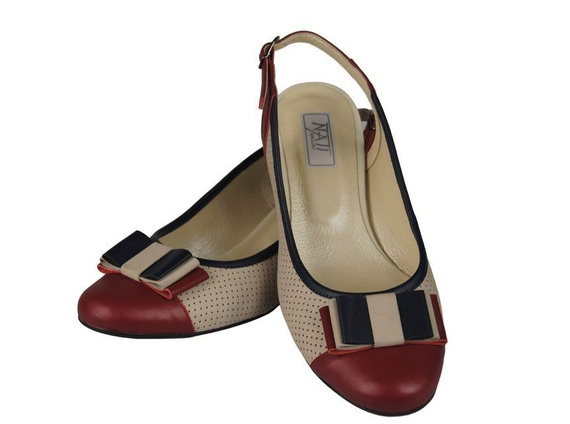 Damenschuhe Sandalen, Naturleder, Rot Beige 776 ElitaBut