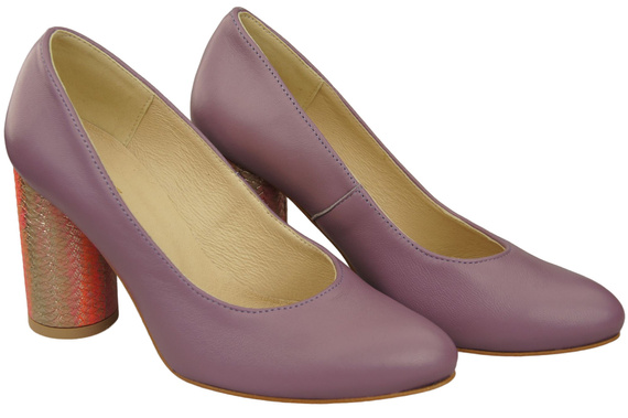 Damenschuhe Pumps Lila Naturleder Bunter Zierabsatz 194 ElitaBut