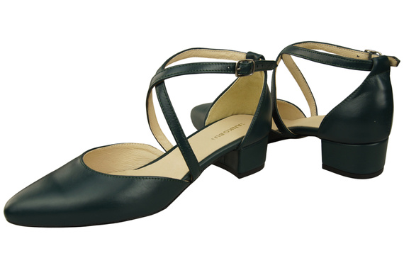 Damen Sandalen Echtleder Malachit mit Riemen Niedriger Absatz 223 ElitaBut