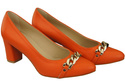 Klassische Frauen Orange Naturleder Schuhe mit Gold Ornament Kette 200 ElitaBut