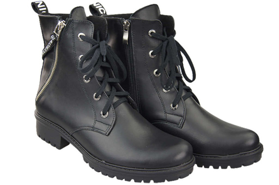 Schuhe Damen-Stiefeletten mit der Aufschrift NICE, Naturleder, Schwarz 173 von ElitaBut