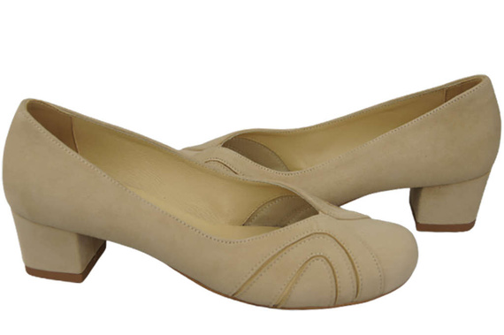 Damenschuhe Pumps, natürliches Wildleder, Beige 786 von ElitaBut