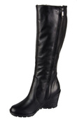 Schuhe Damen-Keilstiefel, Naturleder, Schwarz 745 ElitaBut