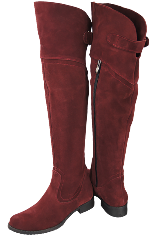 Schuhe Damenstiefel Stiefel Overknee-Stiefel, Naturleder, Velours, Burgund 154 ElitaBut