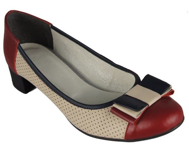 Damenschuhe Pumps Naturleder Rot Beige 732 ElitaBut