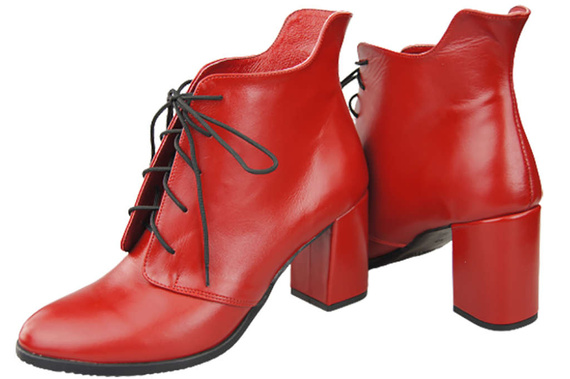 Winter-Schnürstiefeletten für Damen, Naturleder, Rot 174 von ElitaBut