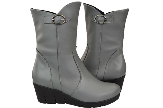 Damen-Keilstiefel, Naturleder, Grau 178 ElitaBut