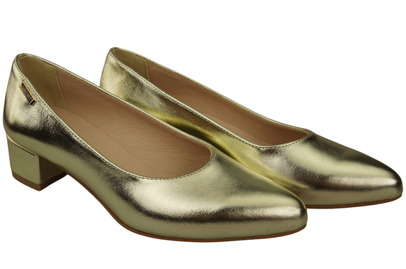 Damen Pumps Gold mit niedrigem Absatz zeitlose Eleganz und Komfort 220 ElitaBut