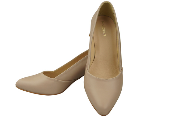 Damen Pumps Cappuccino Blass Echtleder Spitz Zehen Absatz ElitaBut 221
