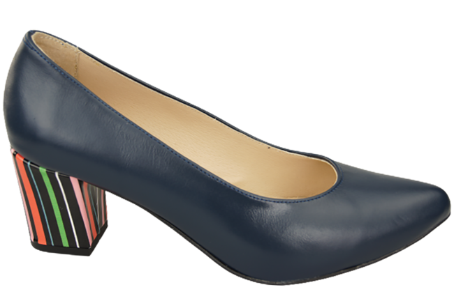 Damenschuhe Marineblaue Pumps aus Naturleder mit dekorativem Absatz 158 ElitaBut