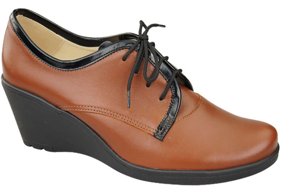 Schuhe Damen-Keilschuhe, Naturleder, Braun 181 ElitaBut