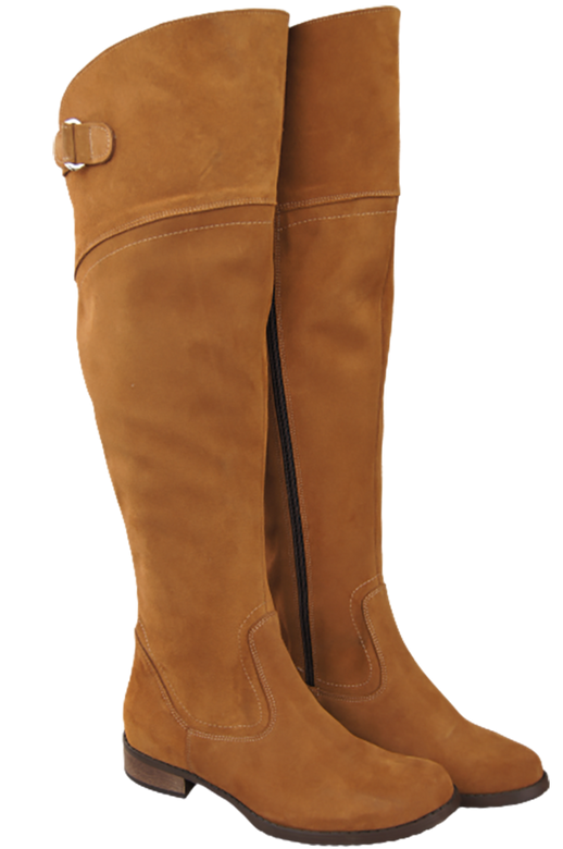 Schuhe Damenstiefel Stiefel Overknee-Stiefel, Naturleder, Velours, Karamell 154 ElitaBut