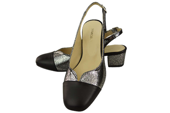 Damenschuhe Sandalen Naturleder 165 Schwarz - Silber ElitaBut