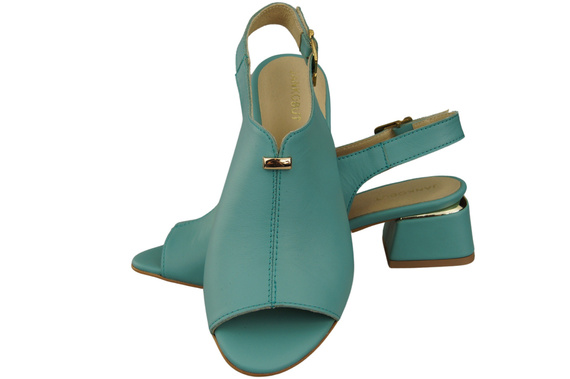 Damenschuhe Sandalen Türkis, goldene Schnalle, Naturleder 198 ElitaBut