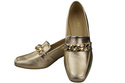 Damenschuhe mit Zierkette Pumps Mokassins Naturleder 193 Gold ElitaBut