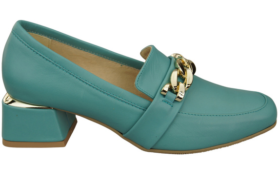 Damenschuhe mit Zierkette Pumps Mokassins Naturleder 193 Türkis ElitaBut