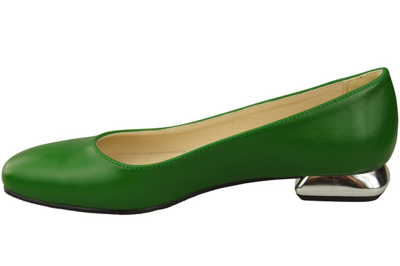 Flache Frauen Schuhe Grün Dekorative Ferse Naturleder 209 ElitaBut