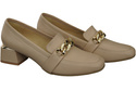 Damenschuhe mit Zierkette Pumps Mokassins Naturleder 193 Cappuccino Bright ElitaBut