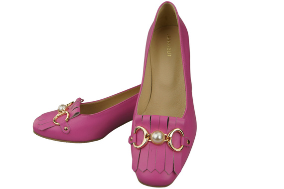 Damenschuhe Pumps mit Fransen verziert Fuchsia Naturleder 195 ElitaBut