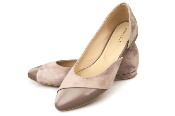 Damenschuhe Ballerina Cappuccino, Naturleder, Wildleder 146 ElitaBut