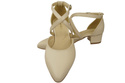 Damen Sandalen Echtleder Beige mit Riemen Niedriger Absatz 223 ElitaBut