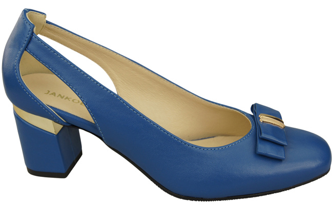 Schuhe Damen Blau Pumps aus Naturleder mit dekorativem Absatz 199 ElitaBut