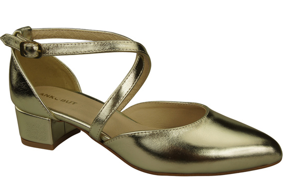 Damen Sandalen Echtleder Gold mit Riemen Niedriger Absatz 223 ElitaBut