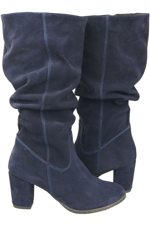 Schuhe Damenstiefel, Naturleder, Velours 141, Marineblau ElitaBut