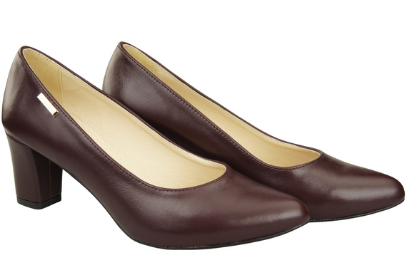 Klassische Glatt Damen Burgund Naturleder Schuhe 213 ElitaBut