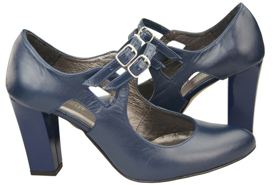 Damenschuhe Marineblaue Naturleder-Pumps 105 ElitaBut