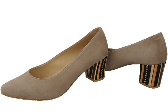 Damenschuhe Cappuccino-Pumps Natürliches Wildleder Dekorativer Absatz 158 Von ElitaBut