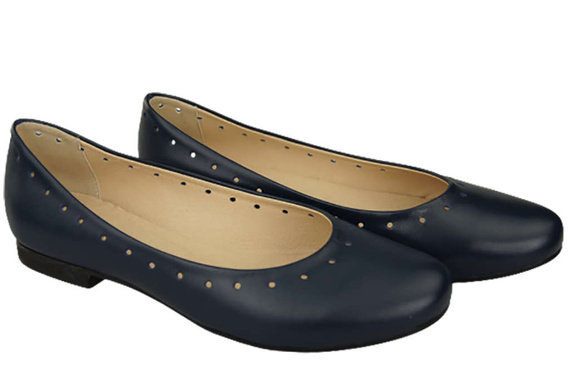 Damenschuhe Bequeme Ballerinas, Naturleder, Marineblau 162 ElitaBut