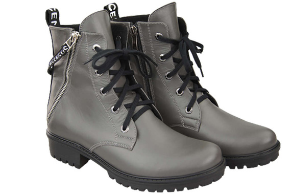 Schuhe Damen-Stiefeletten mit der Aufschrift NICE, Naturleder, Graphit 173 von ElitaBut