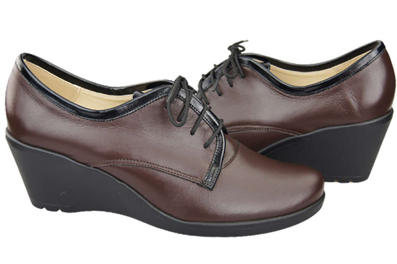 Damenschuhe mit Keilabsatz, Naturleder, Schokolade 181 ElitaBut