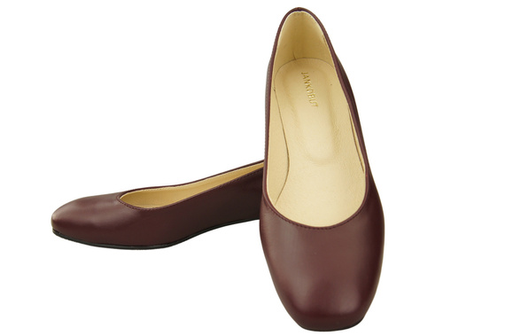 Bequeme Frauen Schuhe Burgund Flats Natural Leder 204 ElitaBut