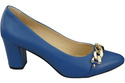 Klassische Frauen Blaues Naturleder Schuhe mit Gold Ornament Kette 200 ElitaBut
