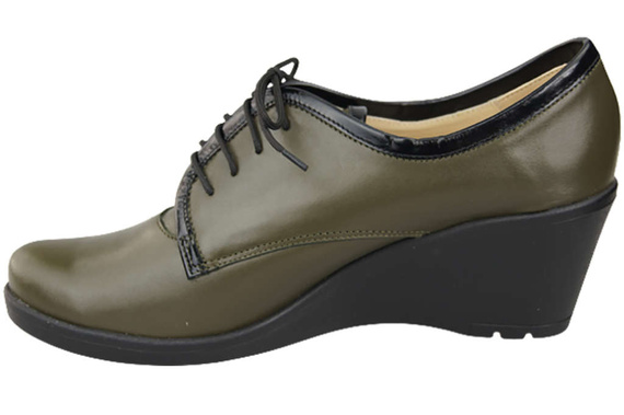 Schuhe Damen-Keilschuhe, Naturleder, Olive 181 ElitaBut