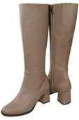 Bequeme Damen Cappuccino Dunkel Niedrig Absatz Stiefel Naturleder 212 ElitaBut