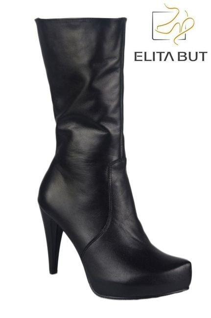Schuhe Damen-Halbstiefel, Naturleder, Schwarz 695 ElitaBut