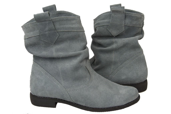 Schuhe Damen-Stiefeletten Frühling / Herbst, natürliches Veloursleder, Grau 117 L ElitaBut