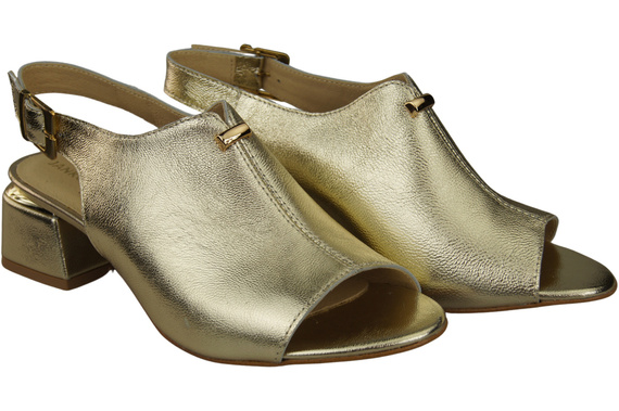 Damenschuhe Sandalen Gold, goldene Schnalle, Naturleder 198 ElitaBut